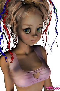 Wide Eyed 3d Doll Demonstrates Her Eating Cotton Pink Panties And Bashful Face