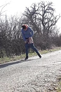 Good-looking Ginger Antonia Sainz Pisses Outside