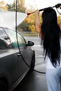 Lexi Dona Displays Her Juggs In The Car Wash