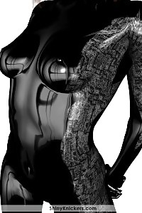 Artificial Minx In A Glossy Black Gown