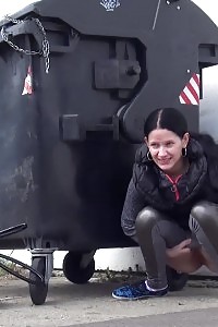 Brunette Doll Is Desperate To Piss When Walking