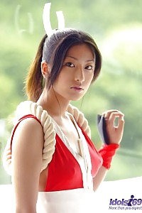 Wild Asian Girl Spreads Her Attractive Body In Her Peek A Boo Gown