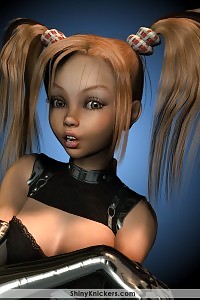 Virtual Girl In Her Sexy Black Shorts And Nylons